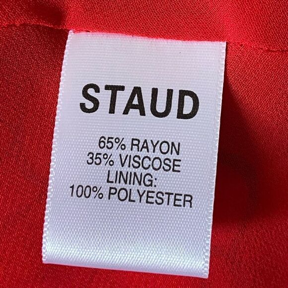 Staud Milla Mini Red Dress Puff Sleeve Size 00 - Picture 5 of 6